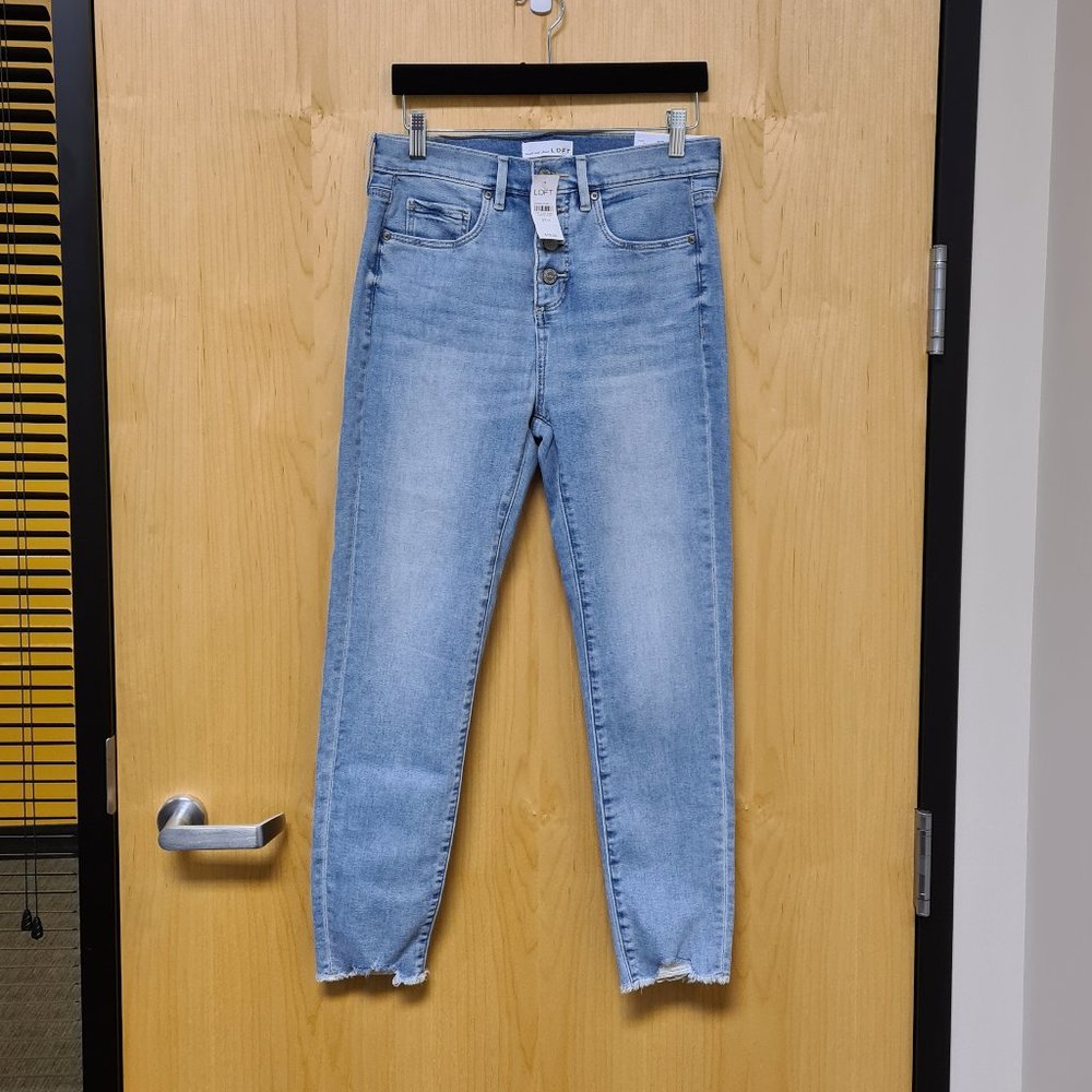 LOFT NWT High Waist Button Skinny Crop Jeans 27, 4